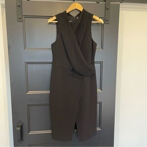 Halston Heritage Black Cross Neck Mini Dress New